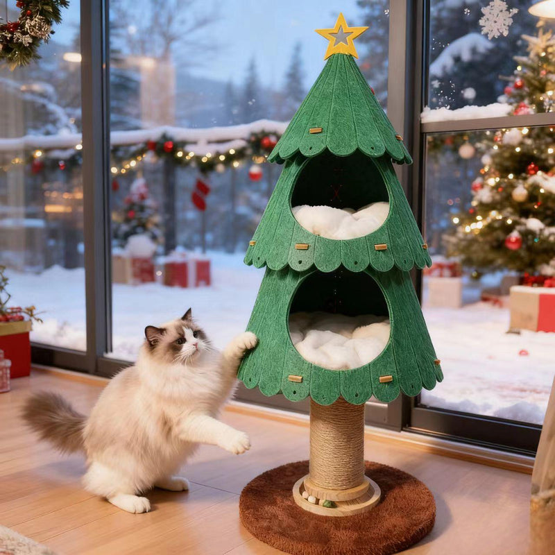 Cat House Christmas Tree with Nest