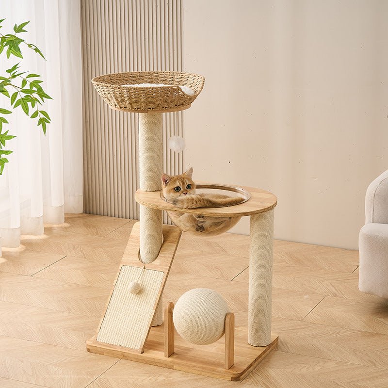 Big Cat Scratching Tower White | Oak W5