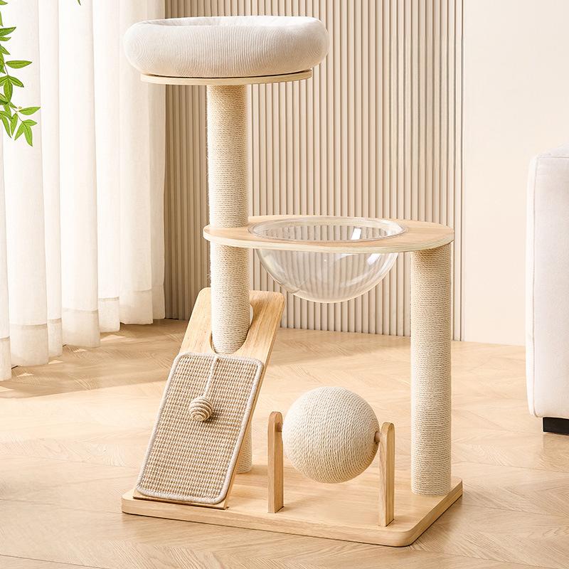 Solid Wood Cat Tower Medium Size | Oak W2