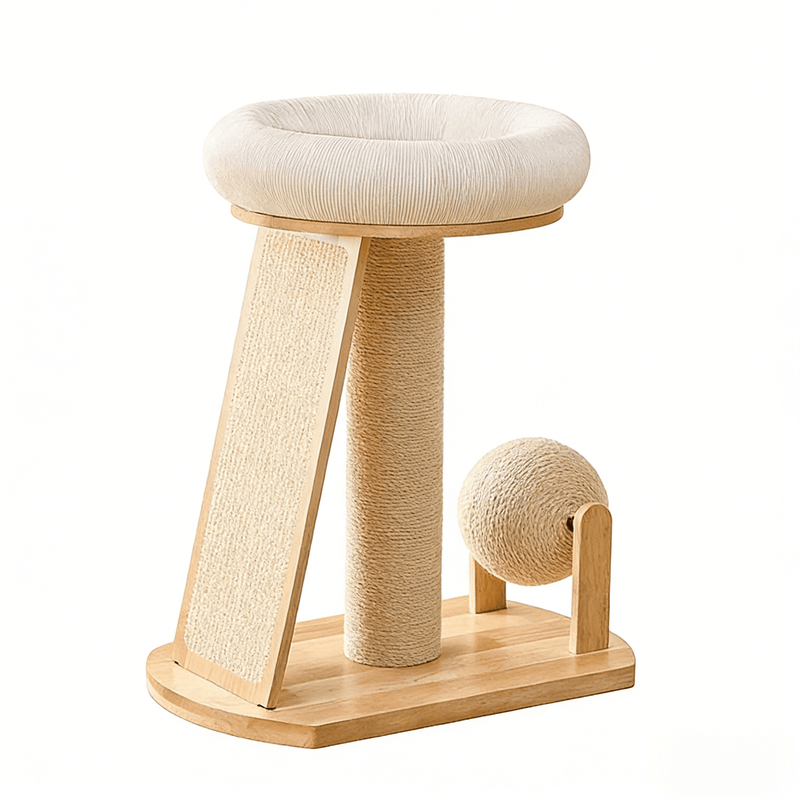 White Small Cat Tree | Oak W1