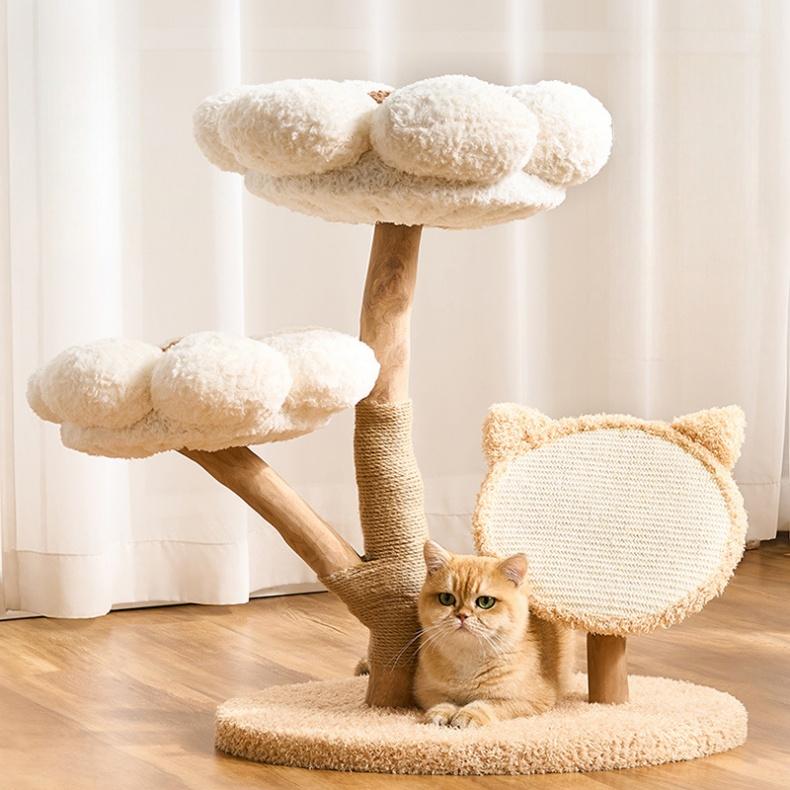 White And Brown Cat Tree| Real Wood Series